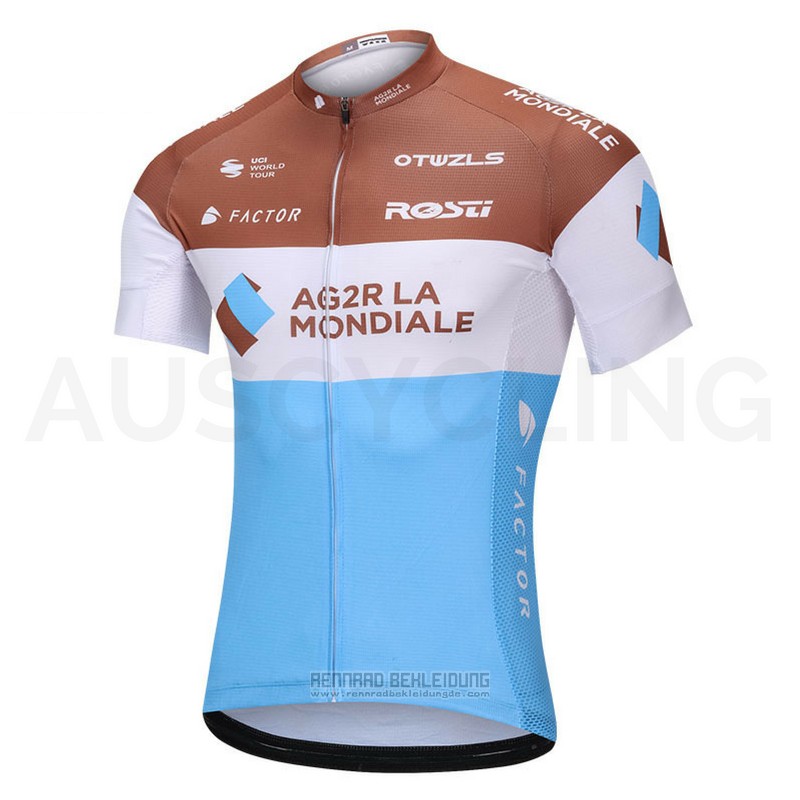 2018 Fahrradbekleidung Ag2rla Blau und Wei Trikot Kurzarm und Tragerhose - zum Schließen ins Bild klicken